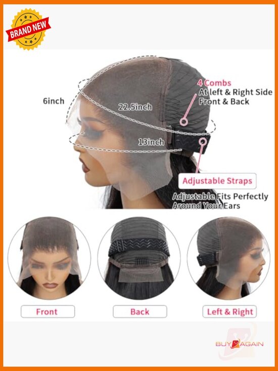 13x6 HD Lace Front Human Hair Wig 200 Density Straight Pre Plucked main image 4